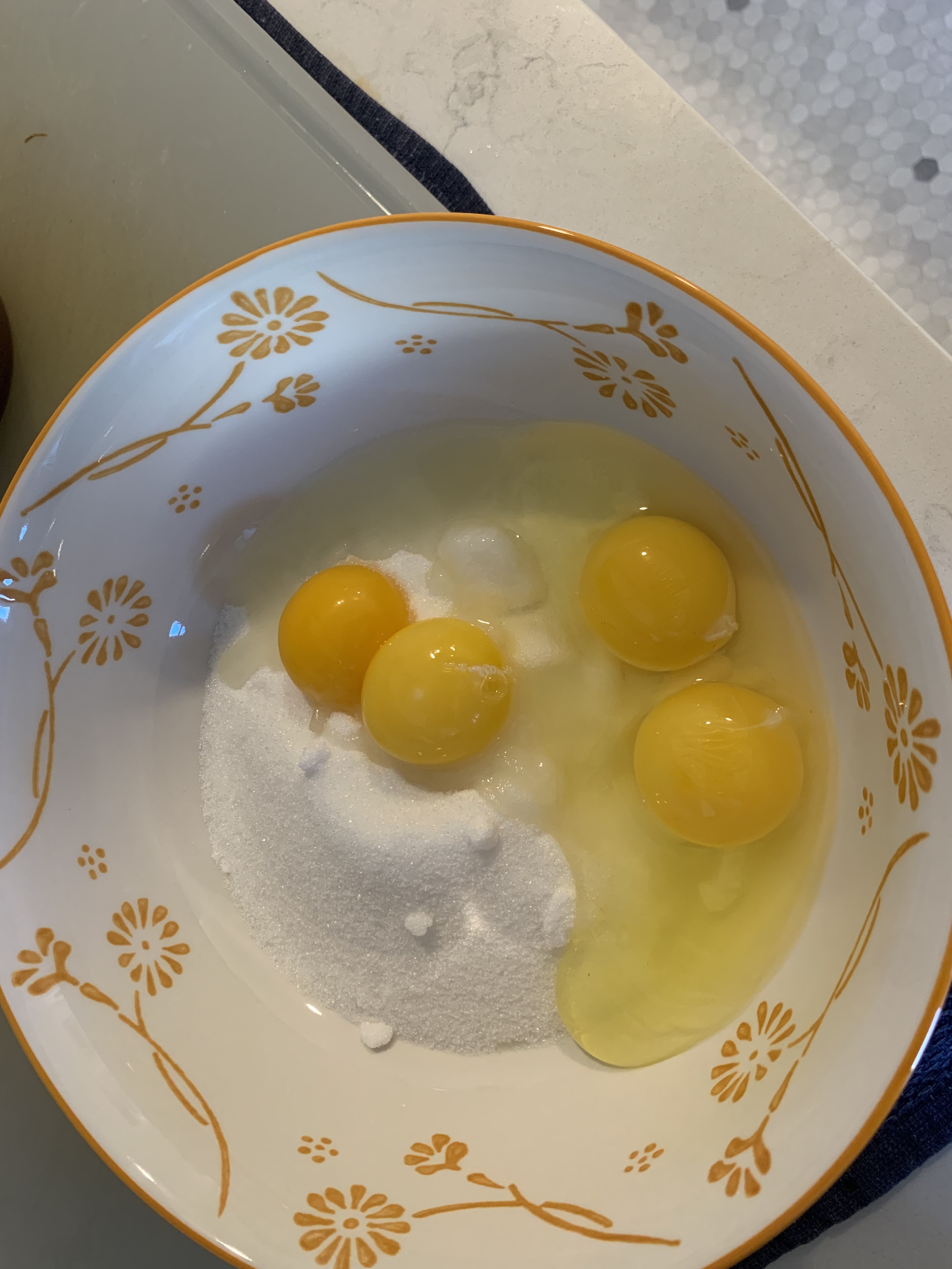Sugar, eggs, and yolks