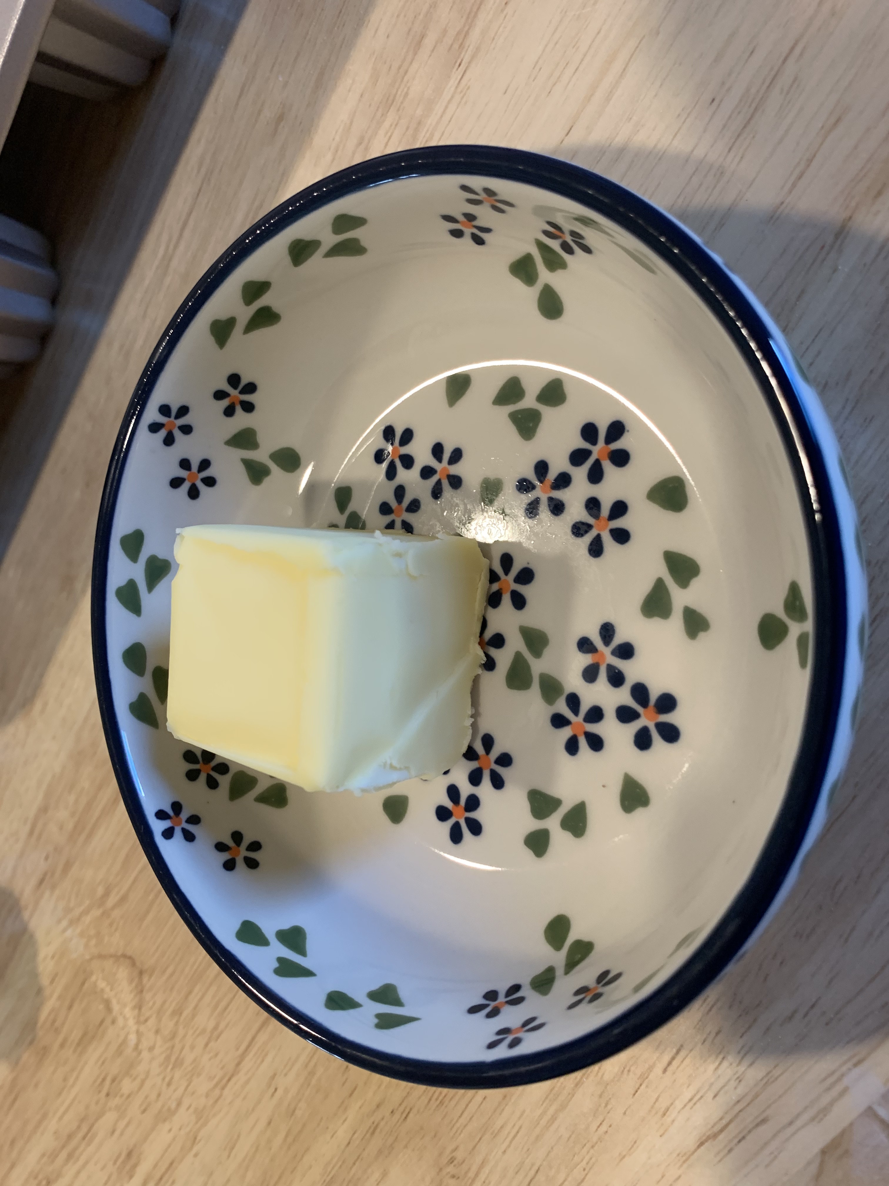Adding melted butter