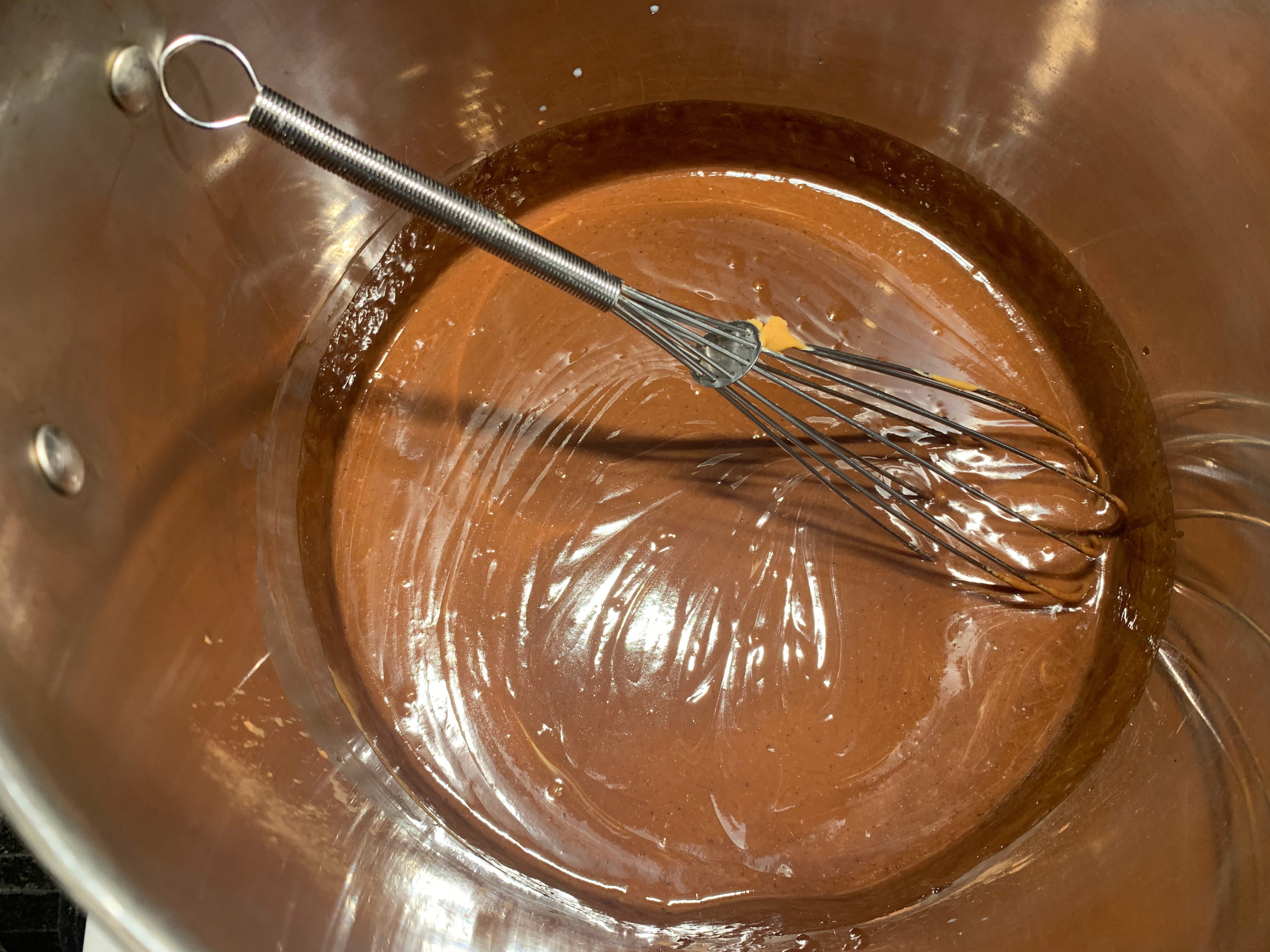 Chocolate mixture fully mixed and smooth