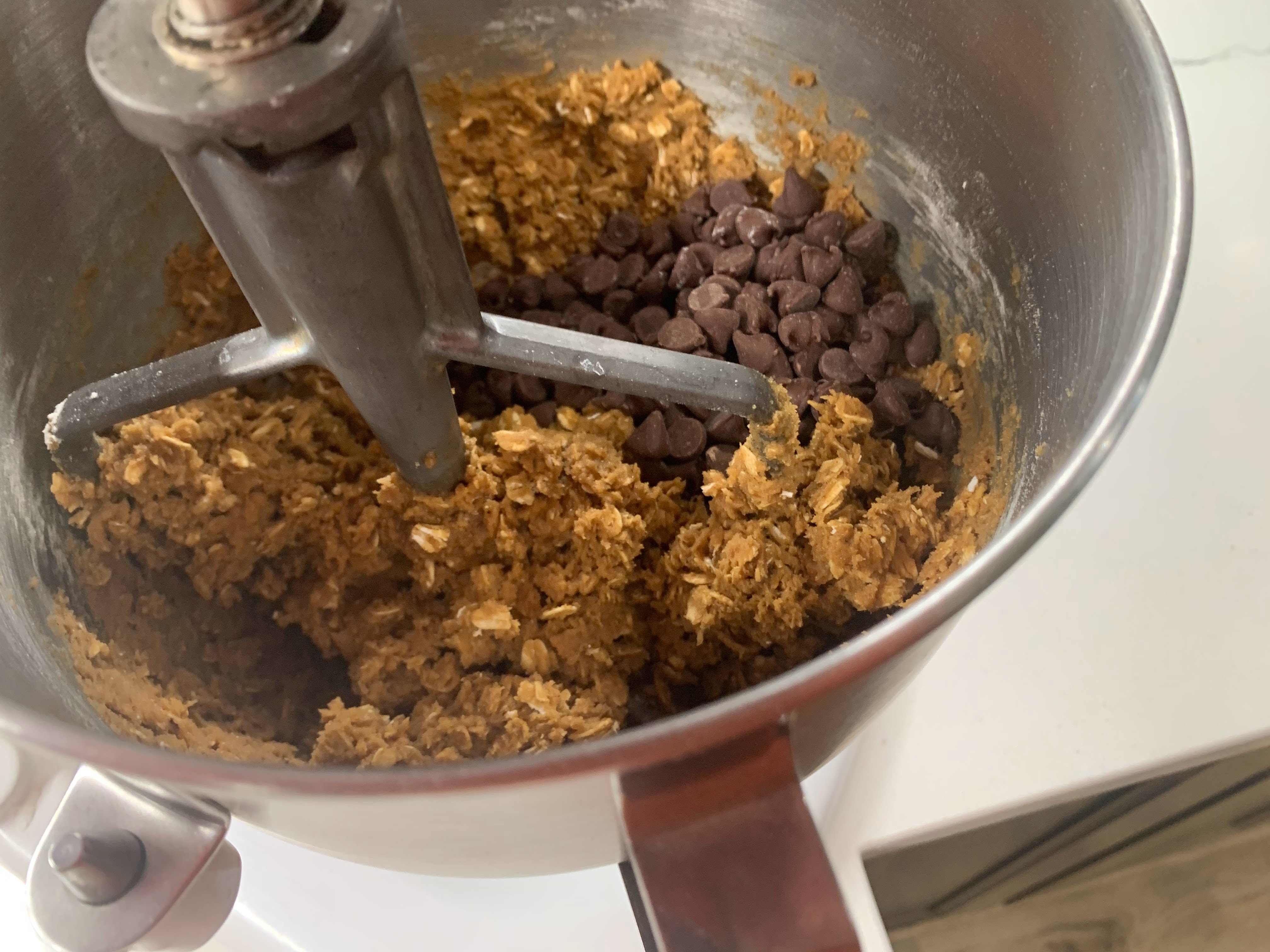 Chocolate chips added to dough