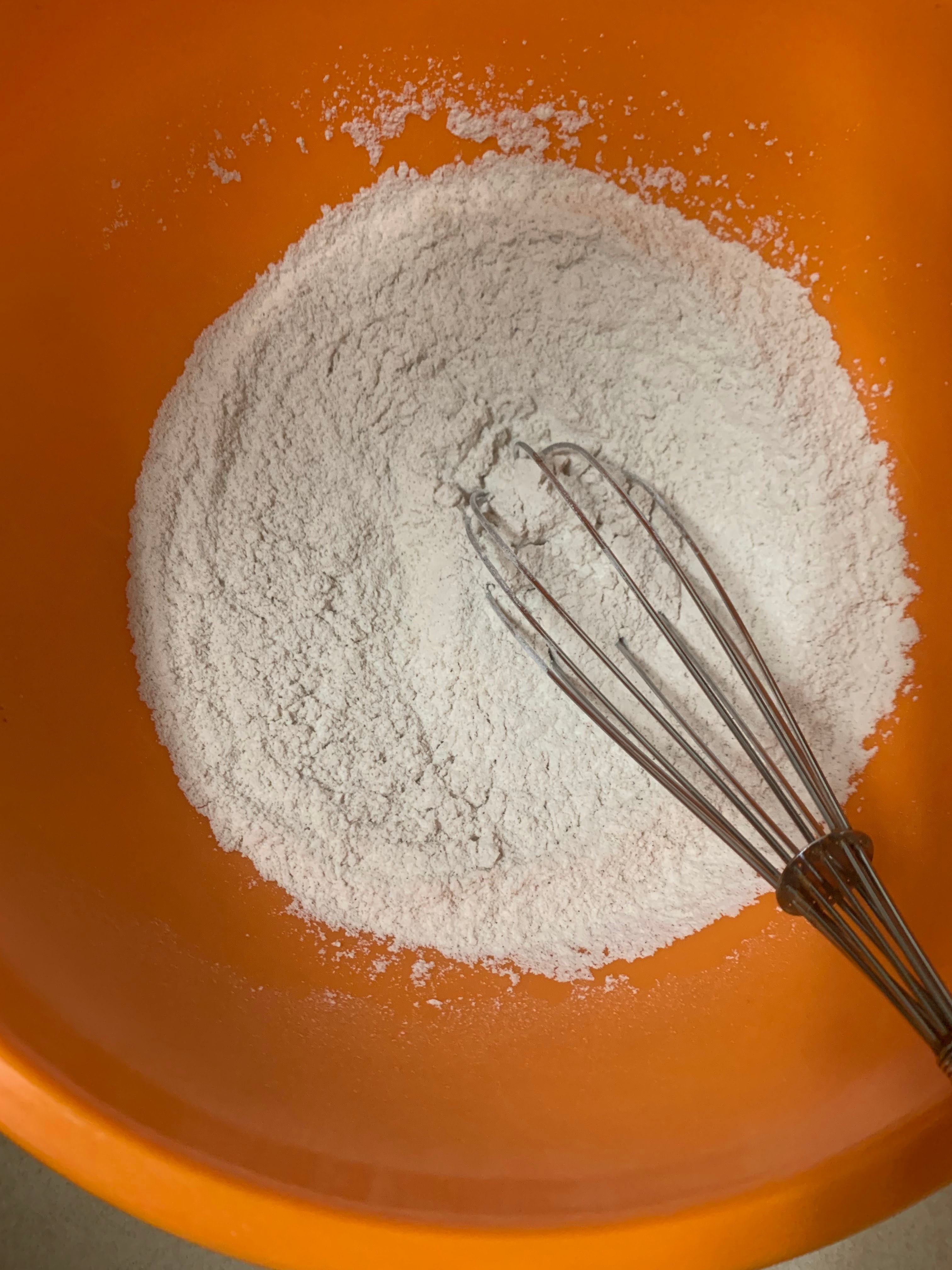 Dry ingredients whisked together in bowl