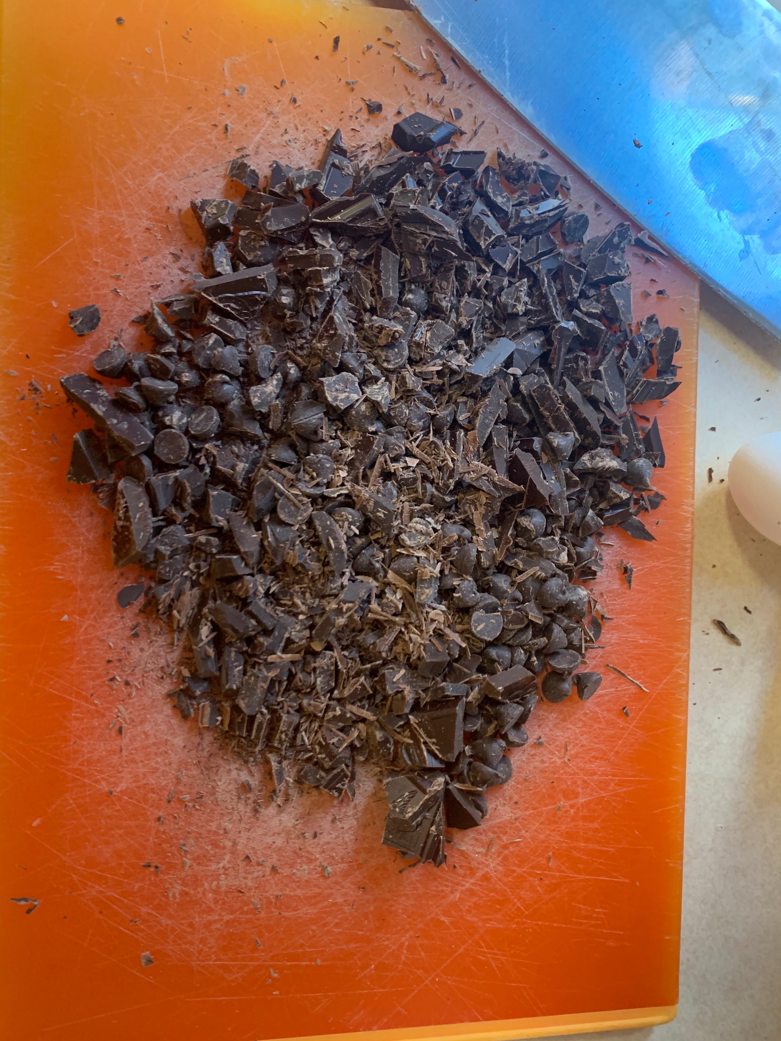 Chocolate chopped and ready
