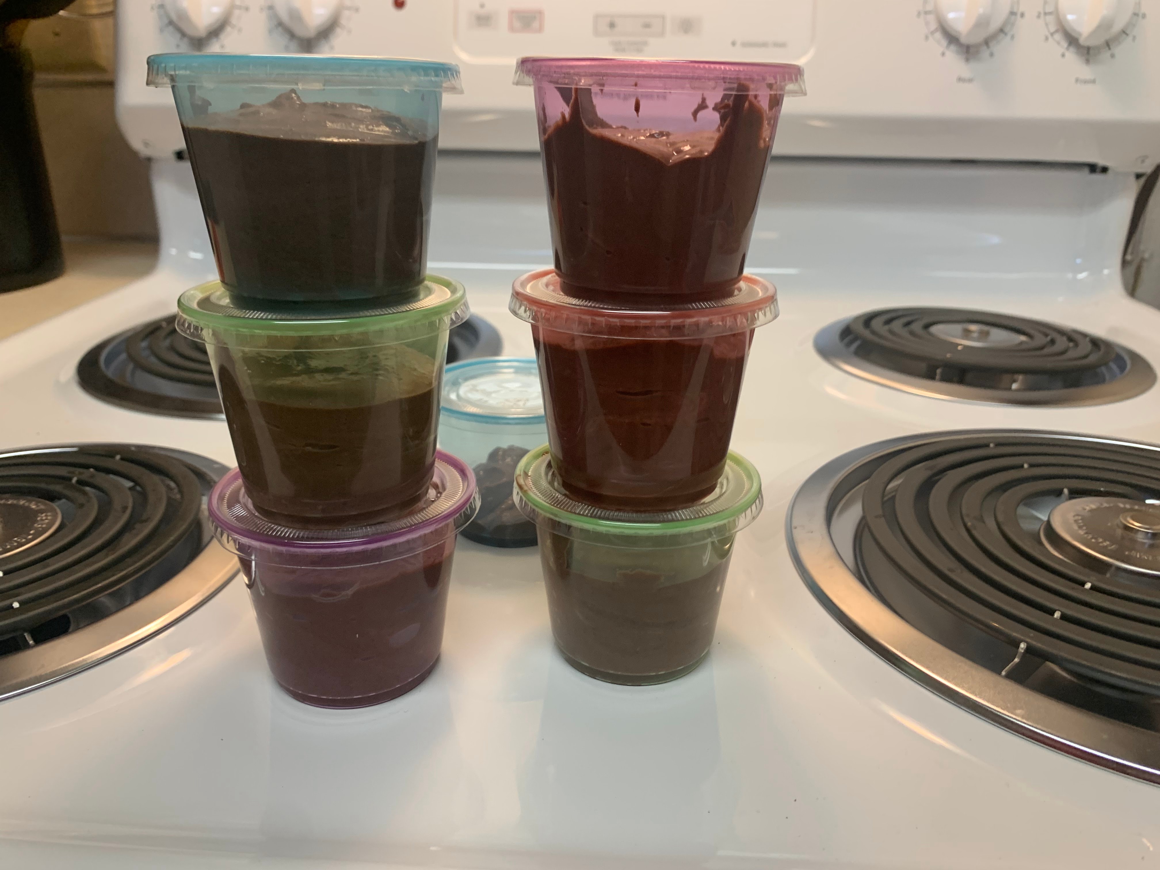Mousse portioned into serving cups